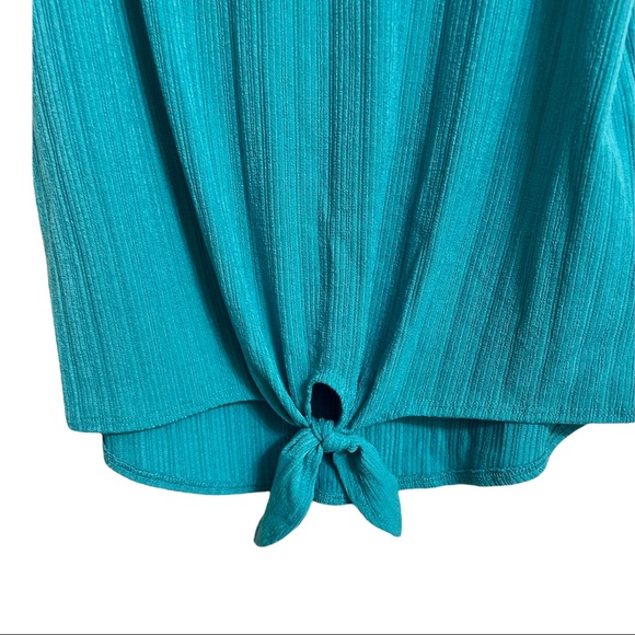 Green Envelope Sleeveless Ribbed Tie Front Tank Top NWT - Picture 8 of 8
